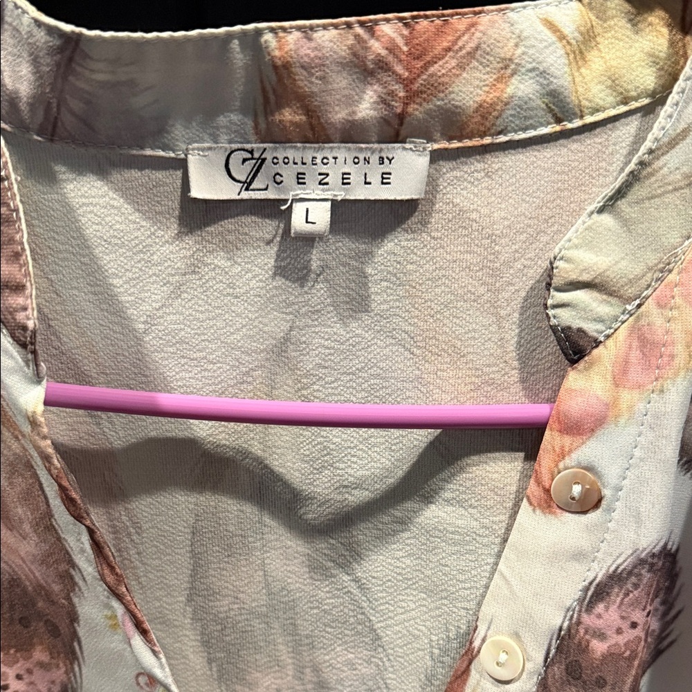 Catherines Multicolor Feather Pattern Blouse - image 2